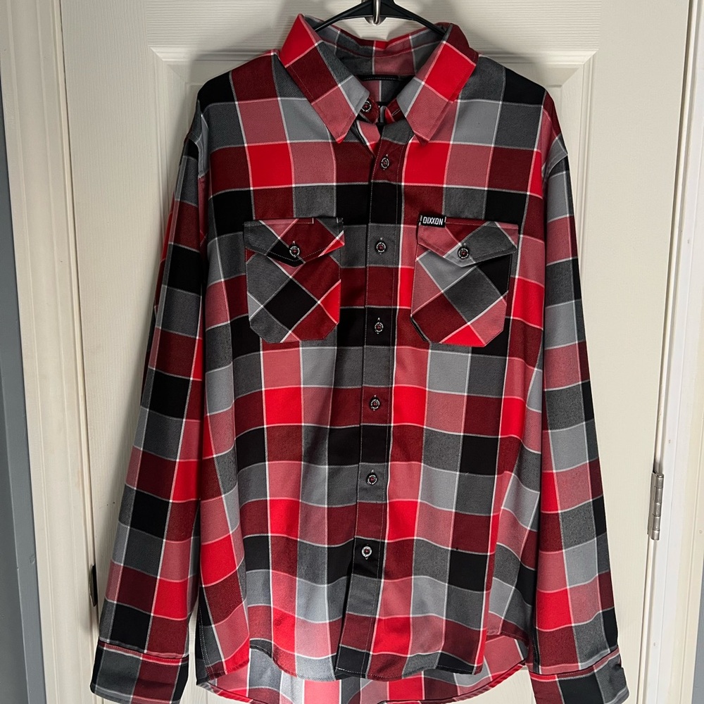 DIXXON Red, Black, and Gray Plaid Men's Shirt